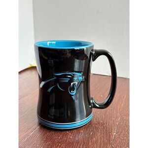 Carolina Panthers NFL Boelter Brands 14oz Relief Black Blue Ceramic Coffee Mug